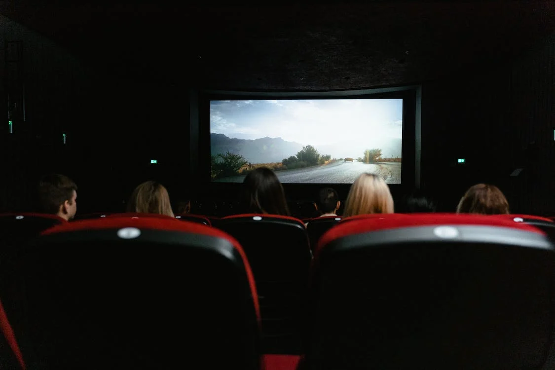 a group of people watching a movie