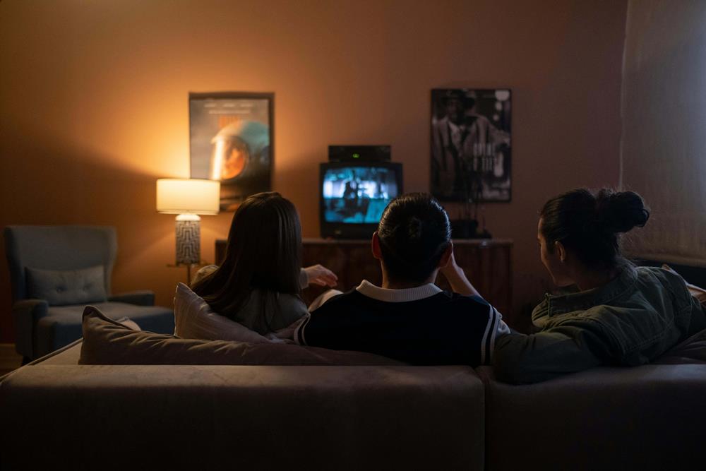 Group of friends watching a movie
