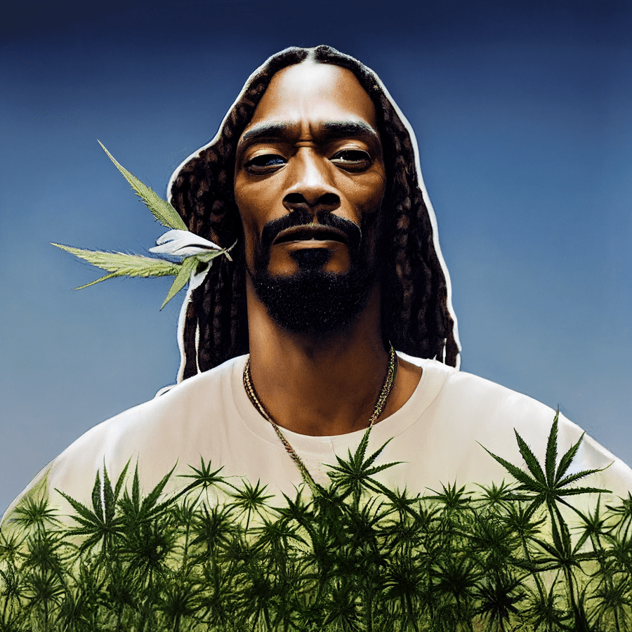 AI-generated image of Snoop Dogg on a hemp field