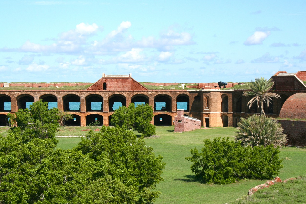 Fort Jefferson courtyard and walls in Dry Tortugas National Park, Florida