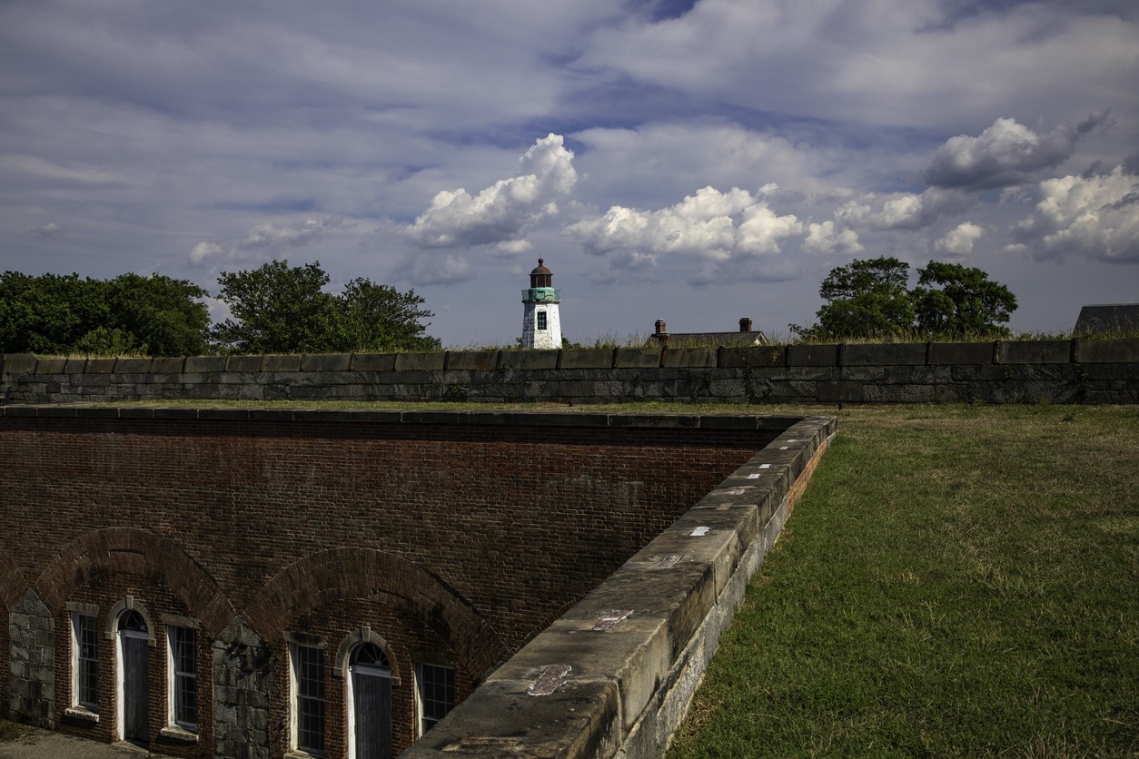 Fort Monroe and lighthouse in Virginia