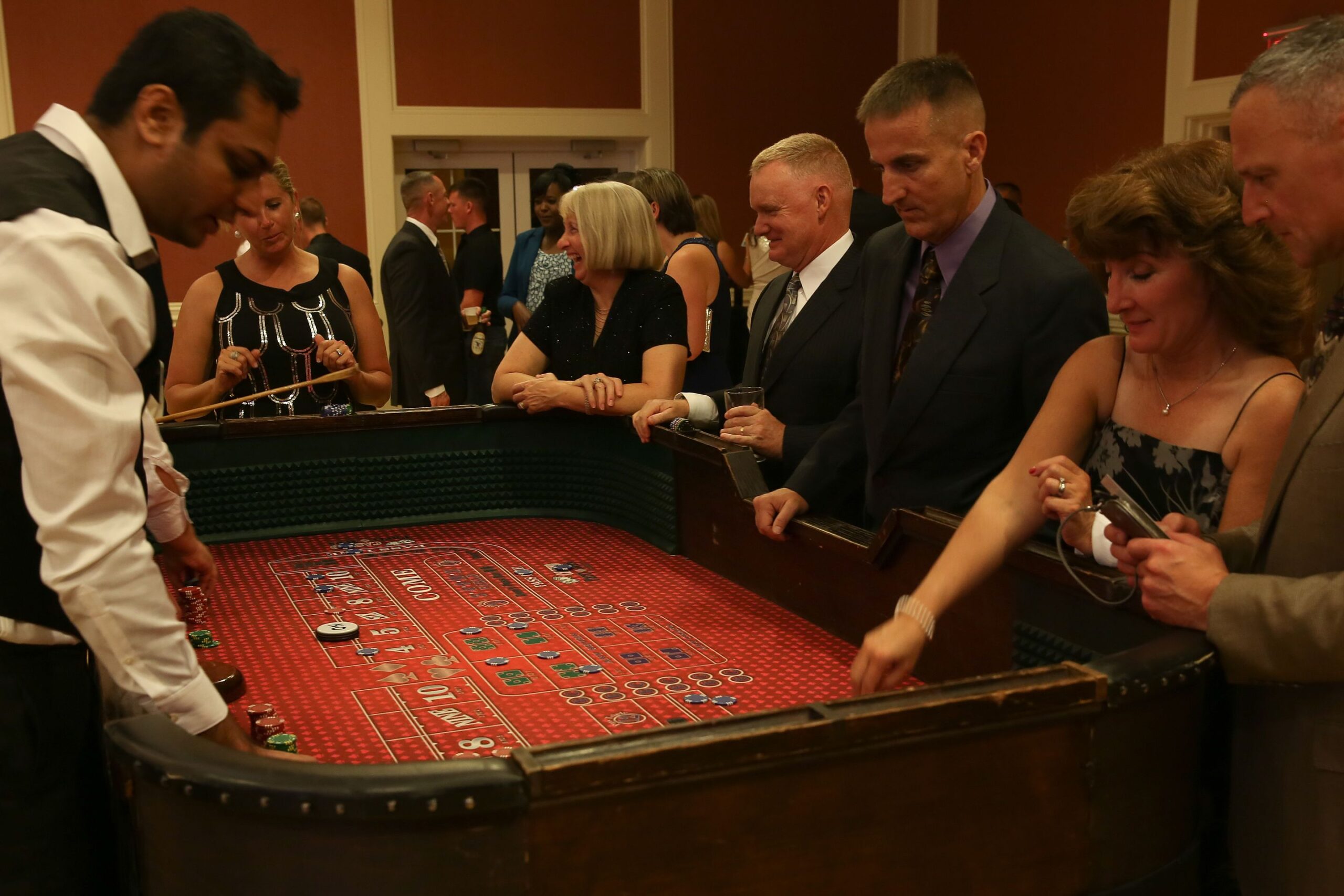 craps table with a game in progress
