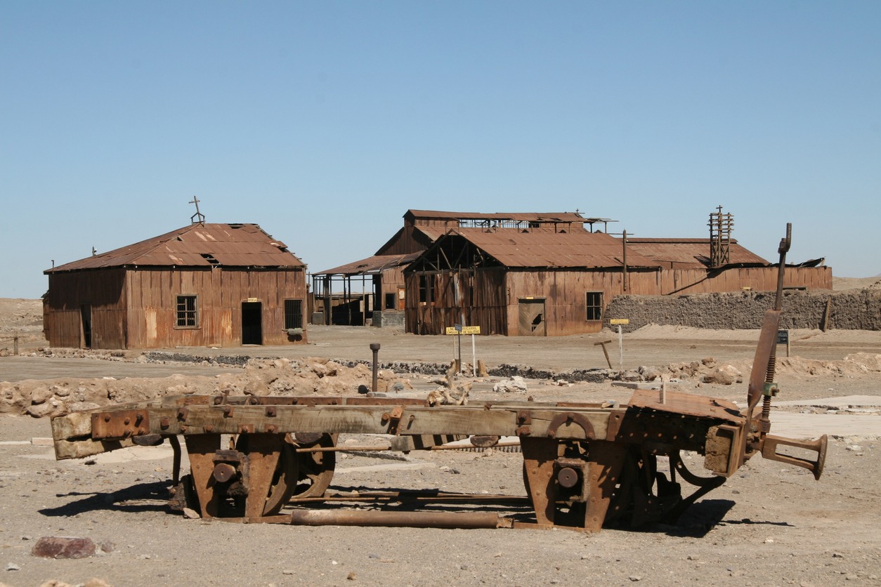 Nitrate ghost town in Norte Grande, Chile