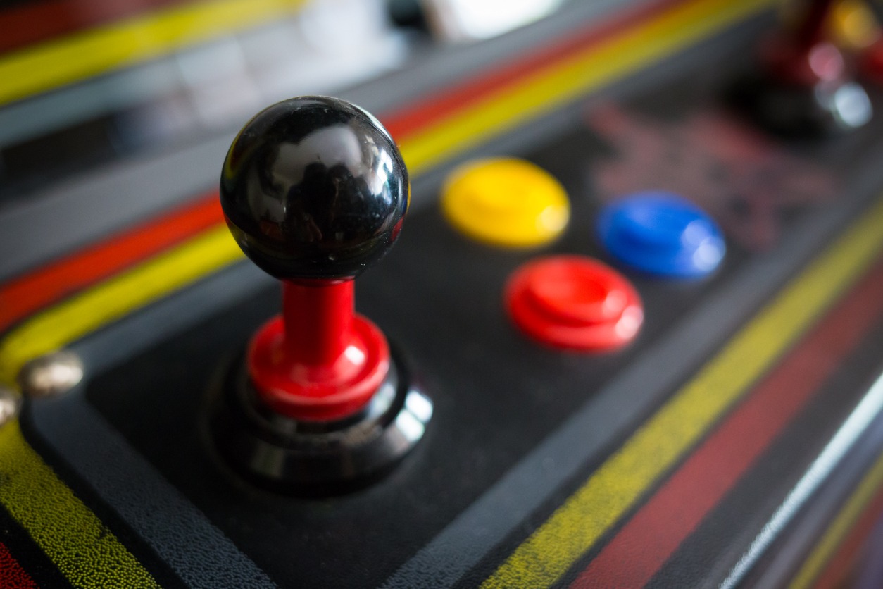 a joystick of a vintage arcade game