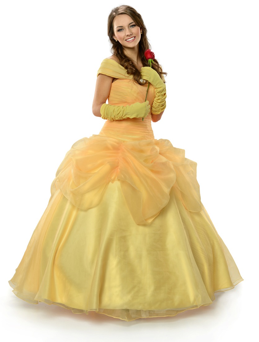 a woman dressed as Princess Belle