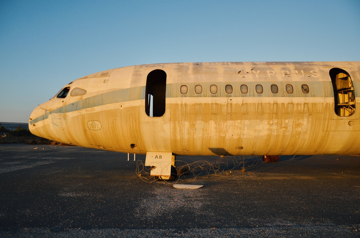 an abandoned airplane at Nicosia Airport in Cyprus