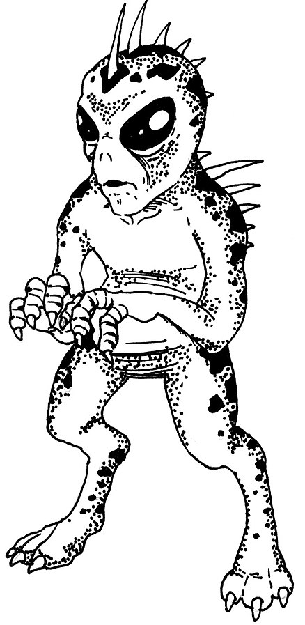 an alien-like illustration of a chupacabra