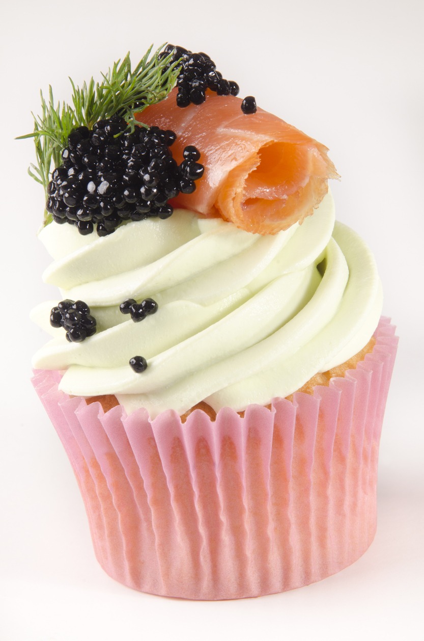cupcake with smoked salmon and caviar