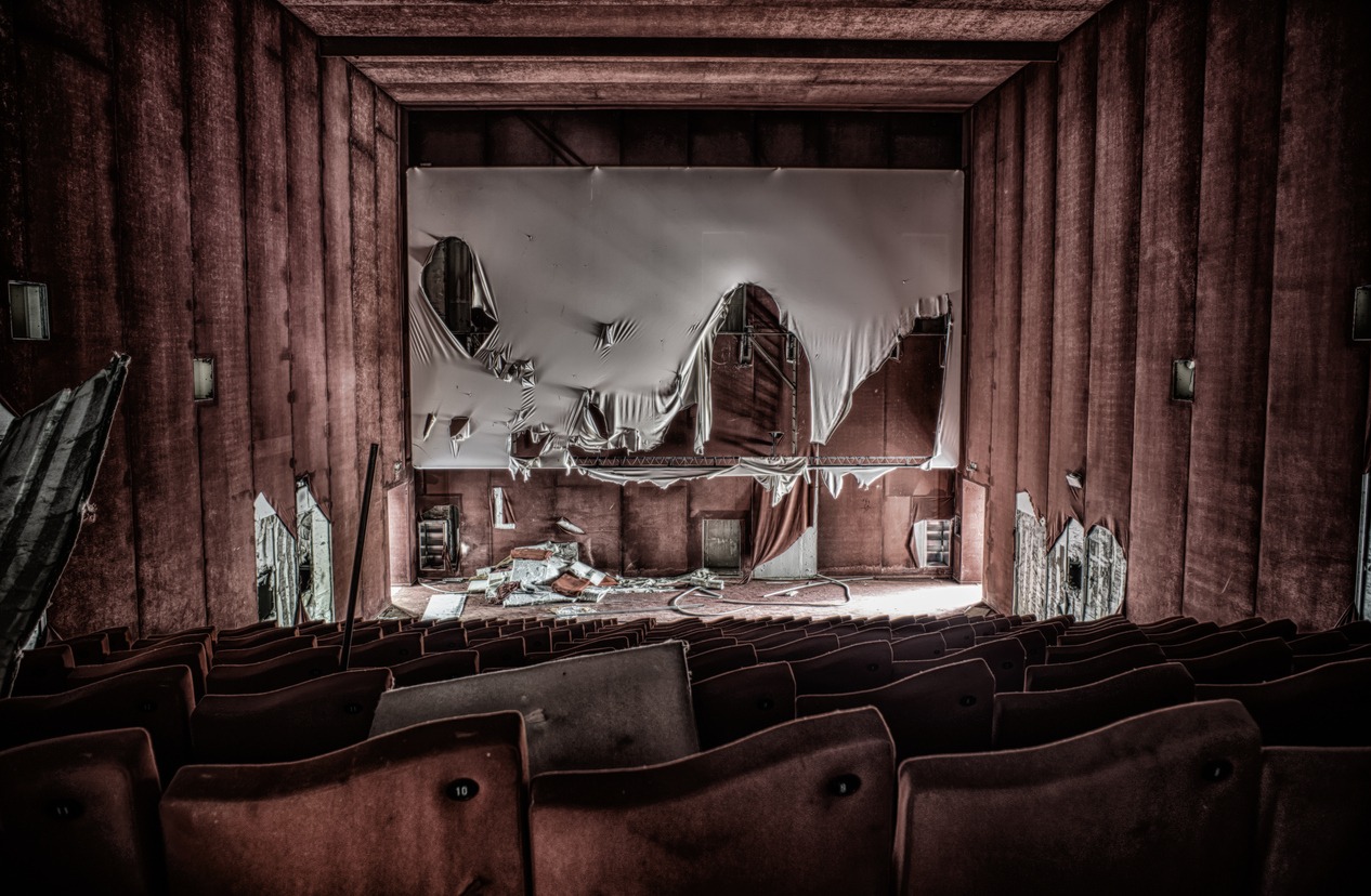 inside an abandoned theater