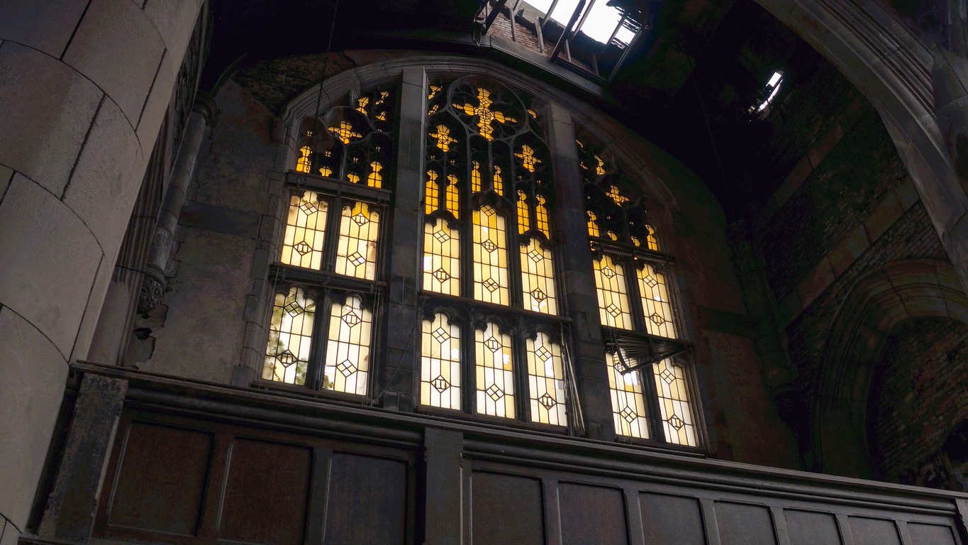 inside the abandoned Methodist Church in Gary, Indiana