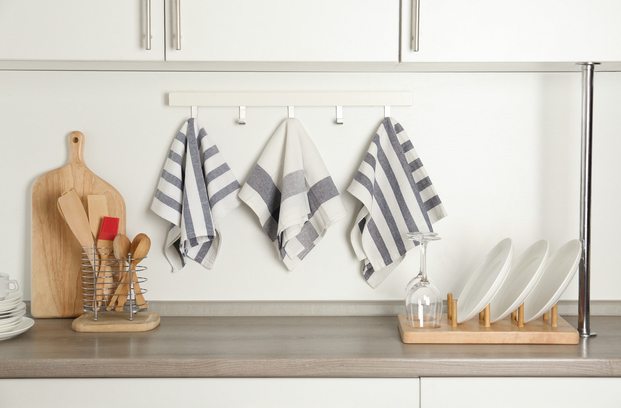 kitchen with wall hooks