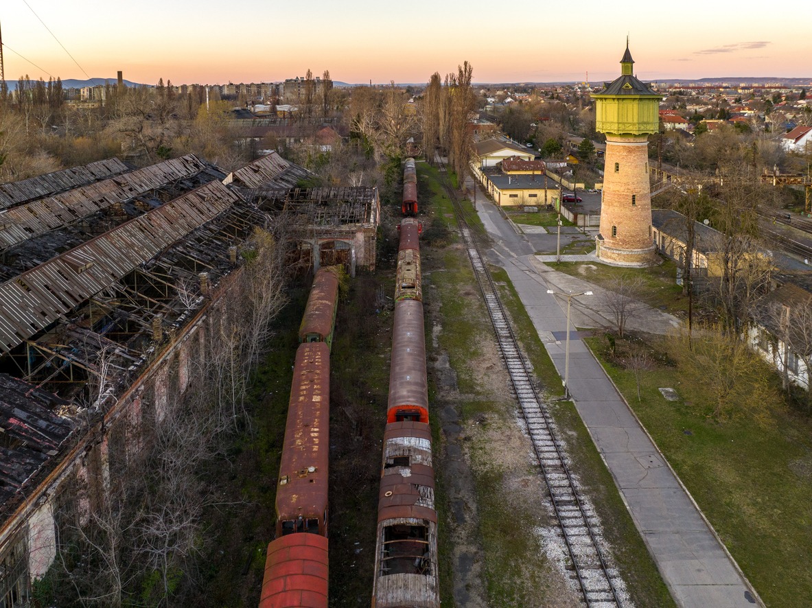 old and abandoned trains in the Red Star Train Graveyard in Hungary