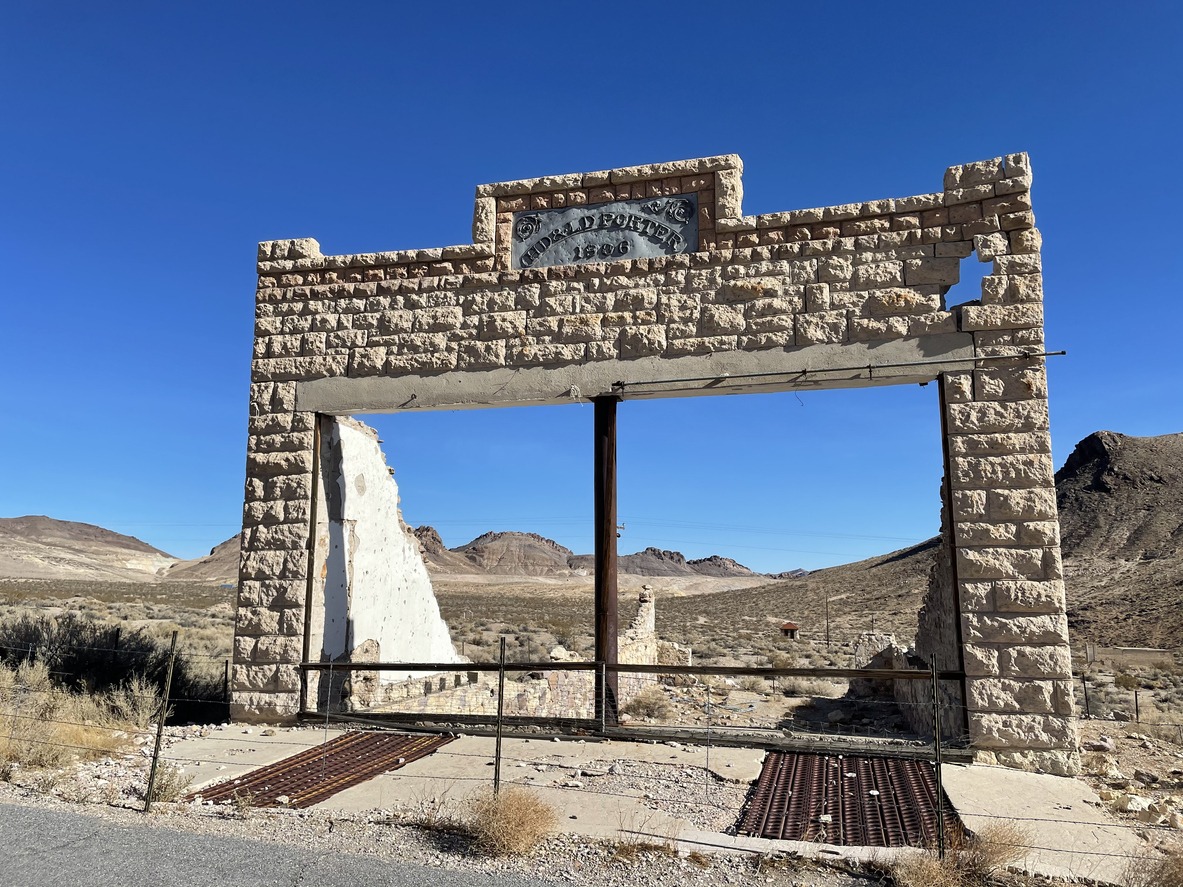 old ruins in the ghost town of Rhyolite in Nevada