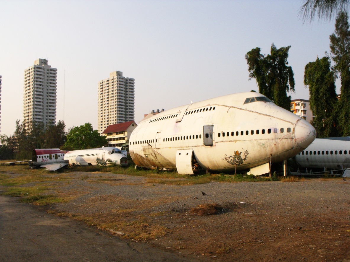 several large aircraft abandoned in Bangkok, Thailand