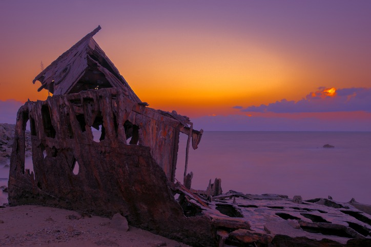 shipwreck of HMQS Gayundah at Woody Point, Queensland, Australia