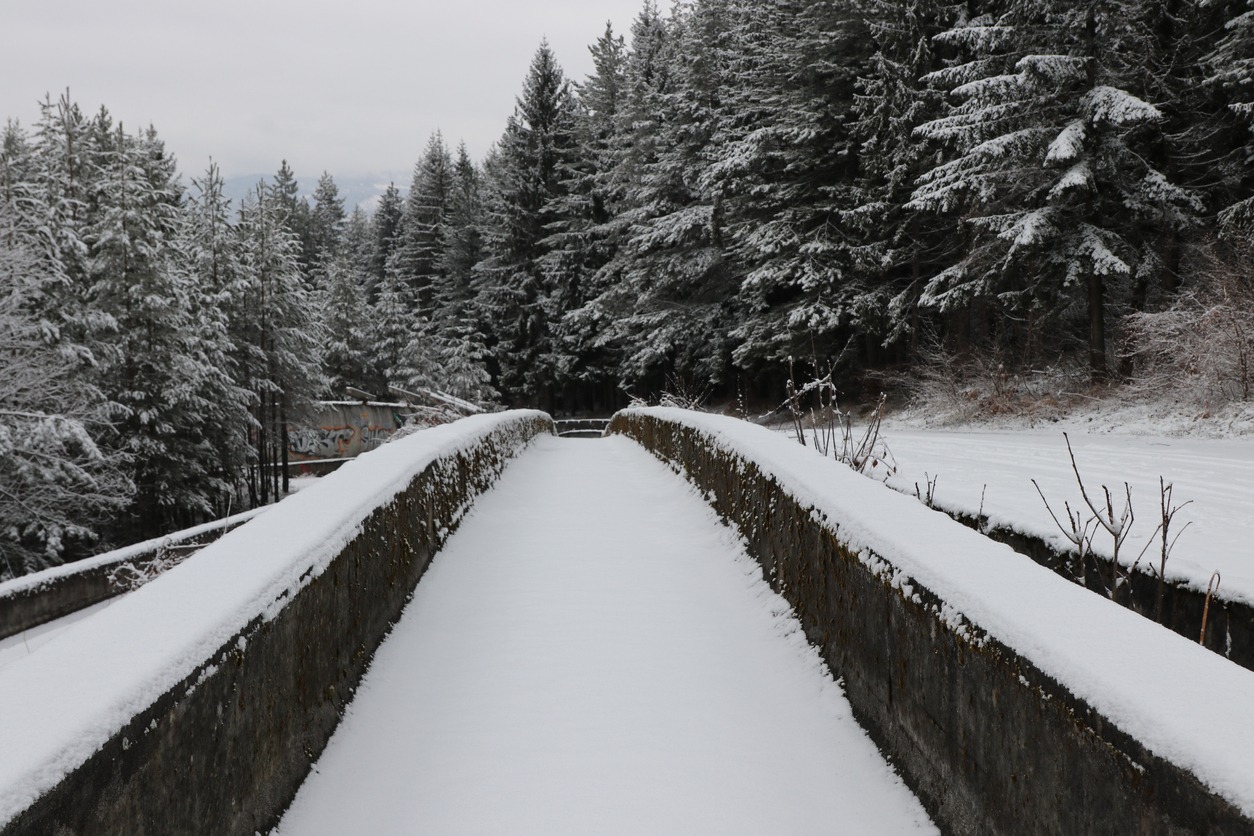 the abandoned Bobsleigh track and luge track on Mount Trebevic, Saravejo