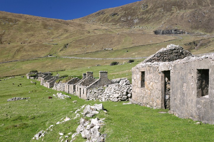 the abandoned village at St Kilda in Scotland