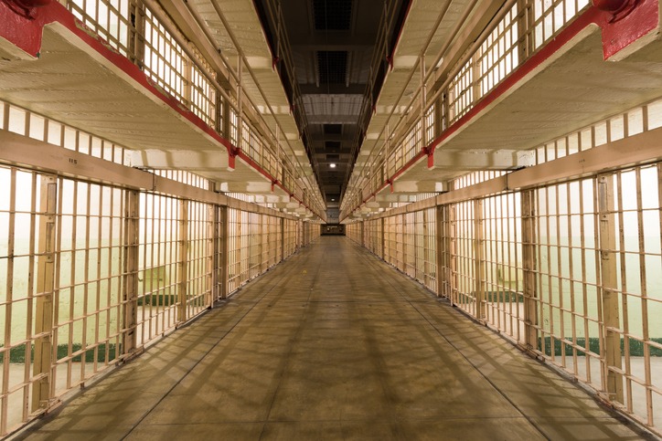 the main corridor of the cellhouse at Alcatraz Prison at Alcatraz Island