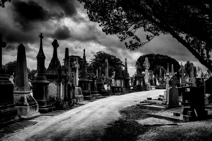 tombstones in Glasnevin cemetery in Ireland