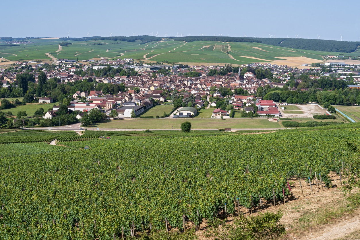 overlooking valley and town of chablis france