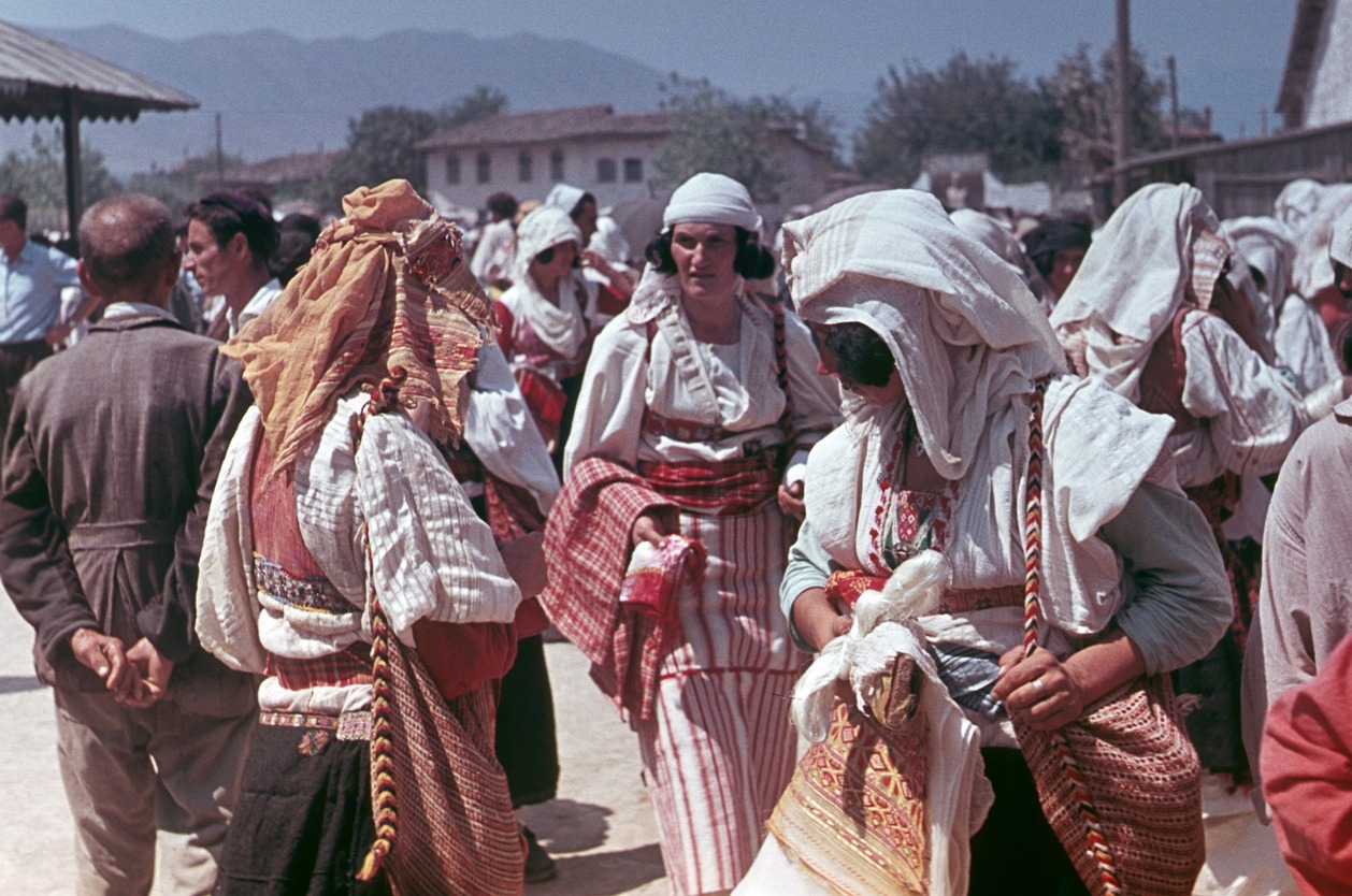 Albanian women in traditional clothing