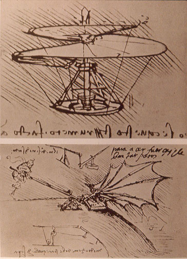 Da Vinci’s designs for the ornithopter