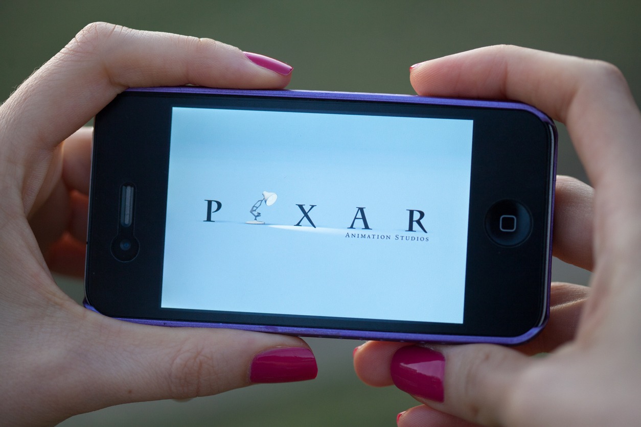 Pixar logo on a phone’s screen