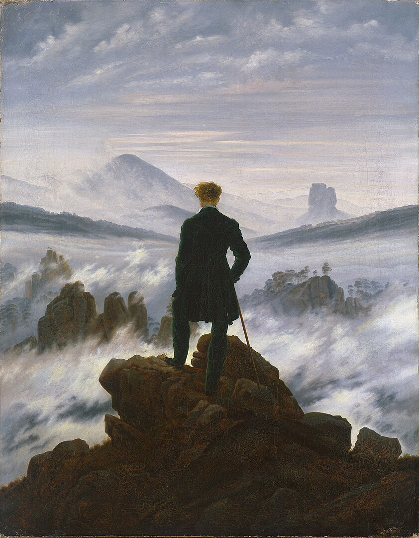 Wanderer above the Sea of Fog" by Caspar David Friedrich (1818)