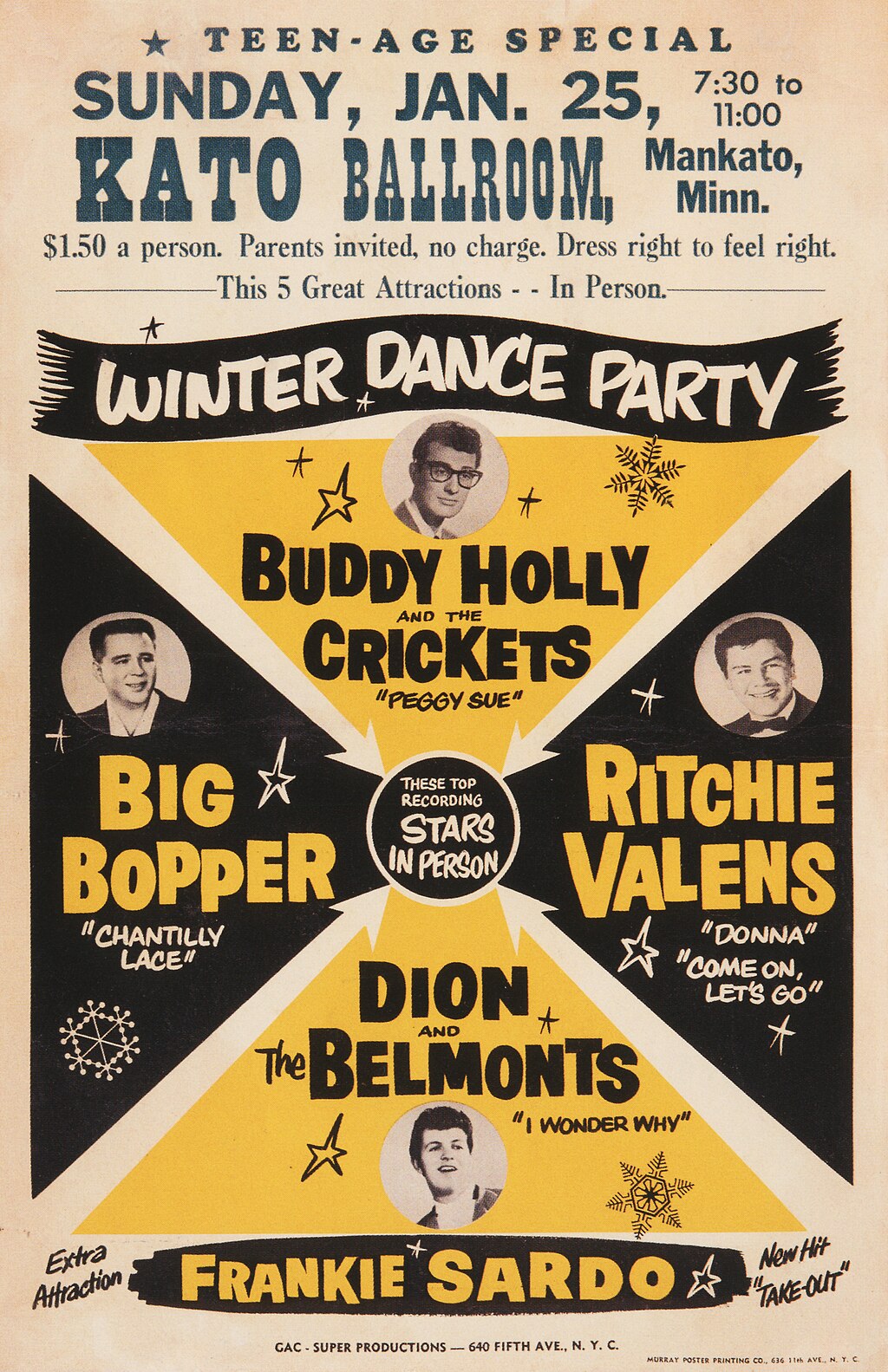 Poster for the ill-fated "Winter Dance Party" tour.