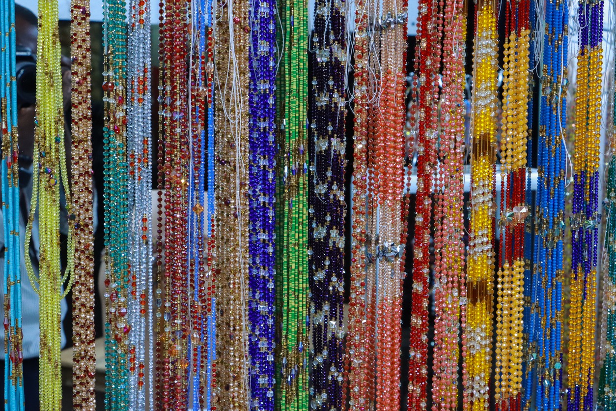 bead necklaces made in Western Africa