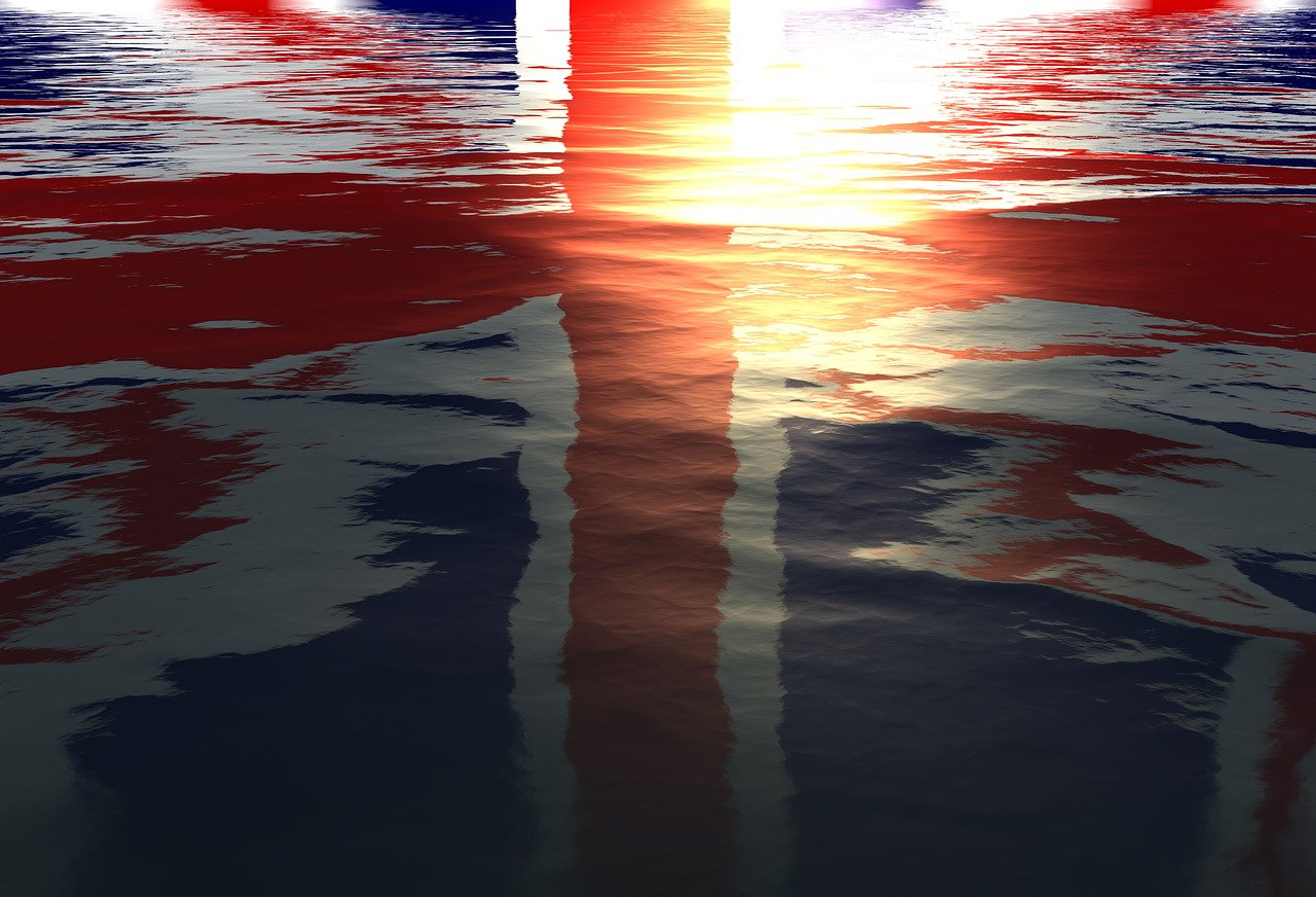 british flag reflection in water