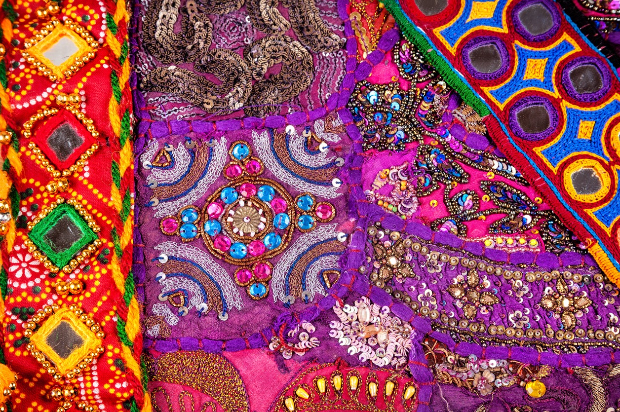 colorful ethnic Rajasthan cushion cover and belts with mirrors