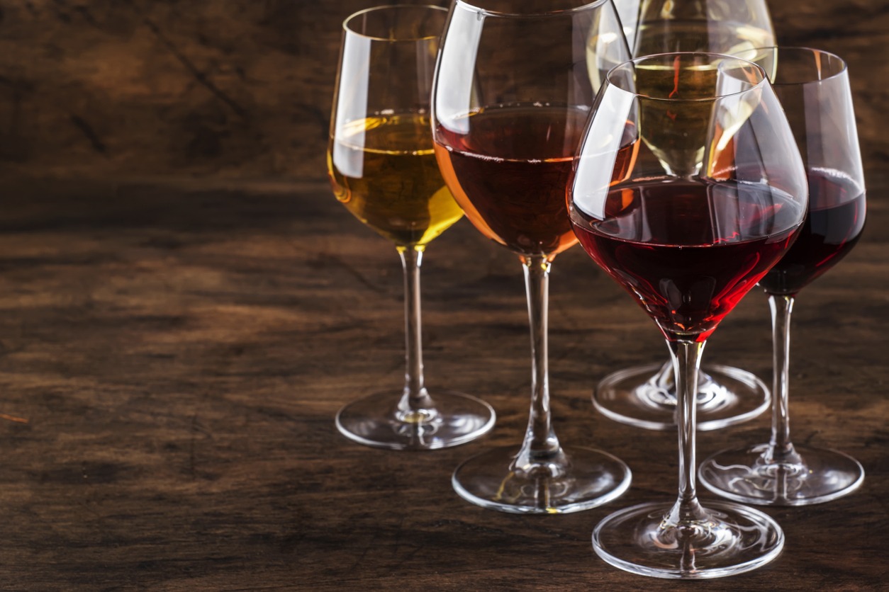 different types of wine in glasses