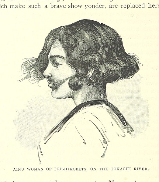 illustration of an Ainu woman with a traditional lip tattoo