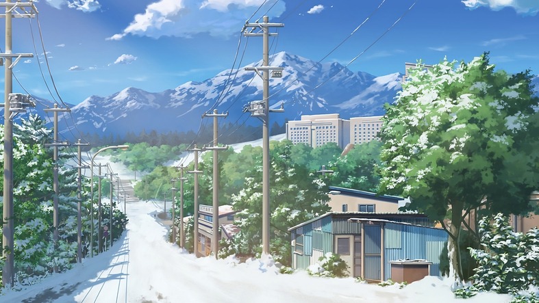 landscape of a village in an anime