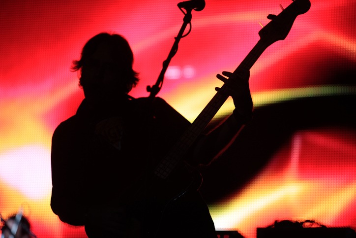silhouette of a bass player