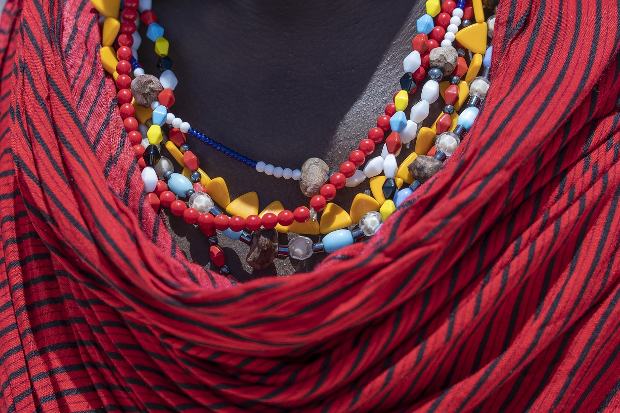 tribal Maasai dress with colorful beads