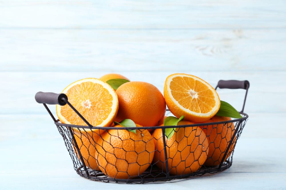 A basket of oranges