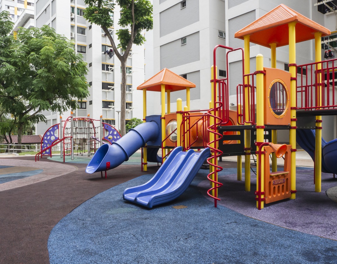 a playground in a residential estate