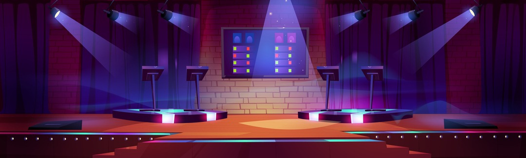 an illustration of a game show stage
