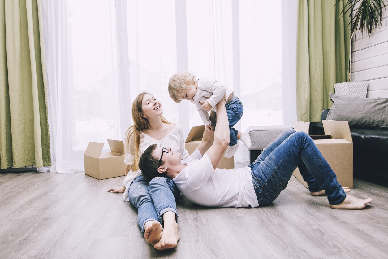 couple with a baby moved into a new apartment