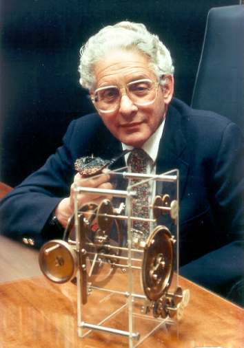 Derek J. de Solla Price (1922–1983) with a model of the Antikythera mechanism
