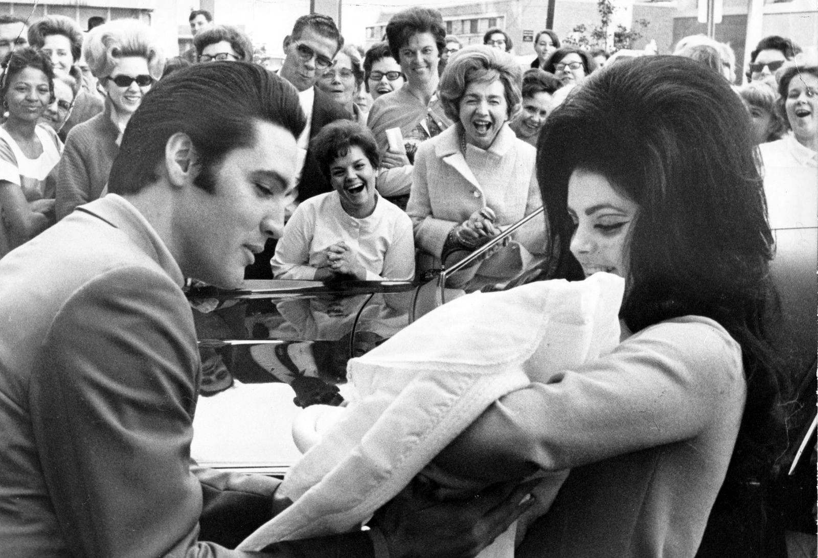 Elvis and Priscilla with newborn Lisa Marie, February 1968