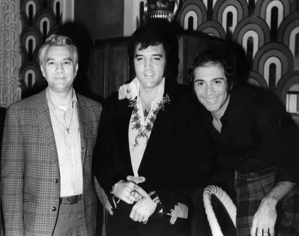 Elvis Presley with close friends and collaborators Bill Porter and Paul Anka