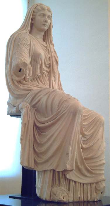 Livia Drusilla (58 BC–29 AD) wearing a stola and palla
