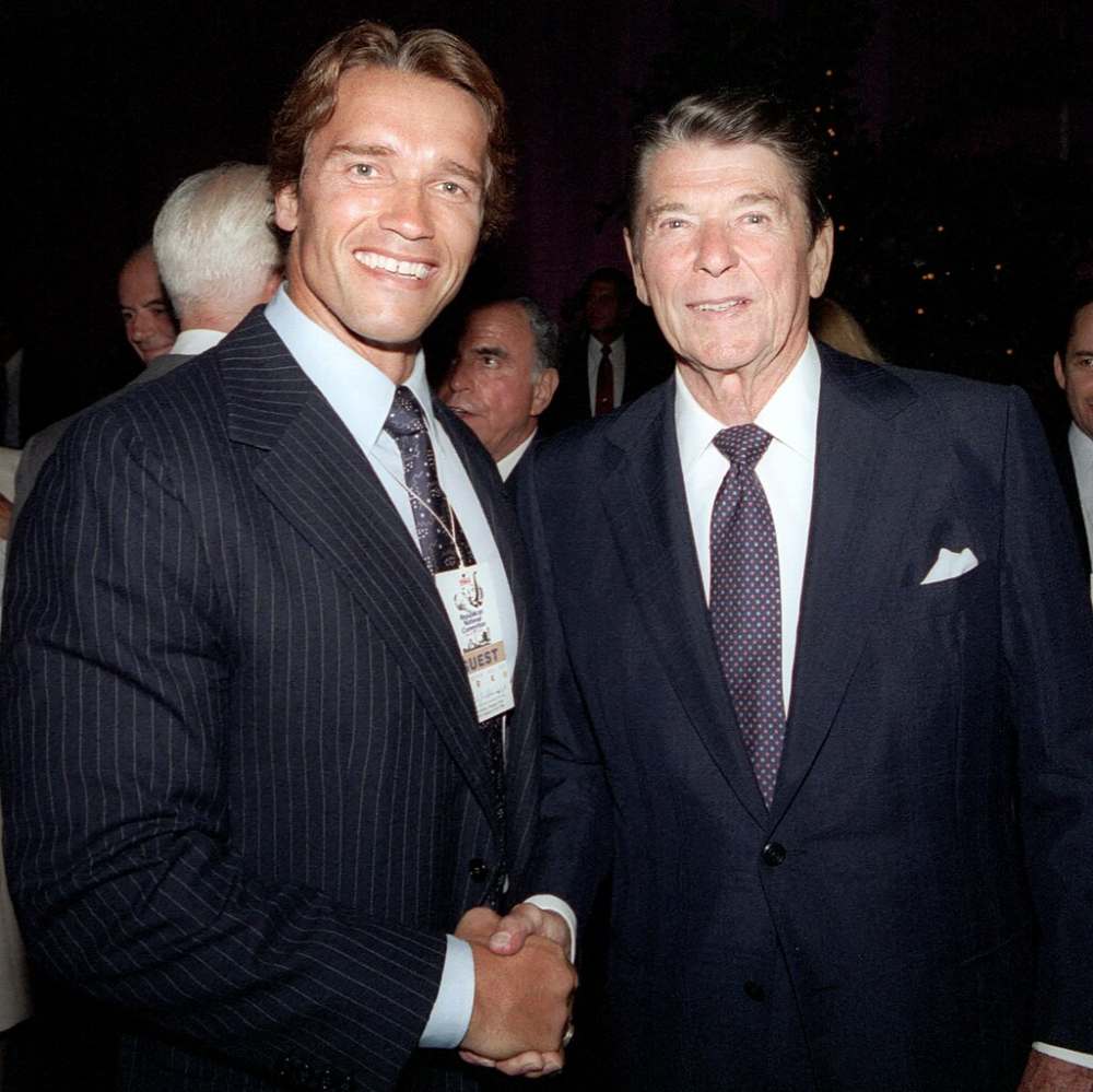 Arnold Schwarzenegger with President Ronald Reagan two months before The Terminator's premiere in 1984