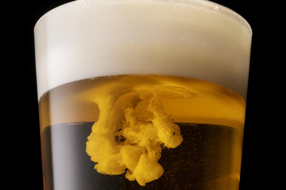 Close-up shot of beer foam
