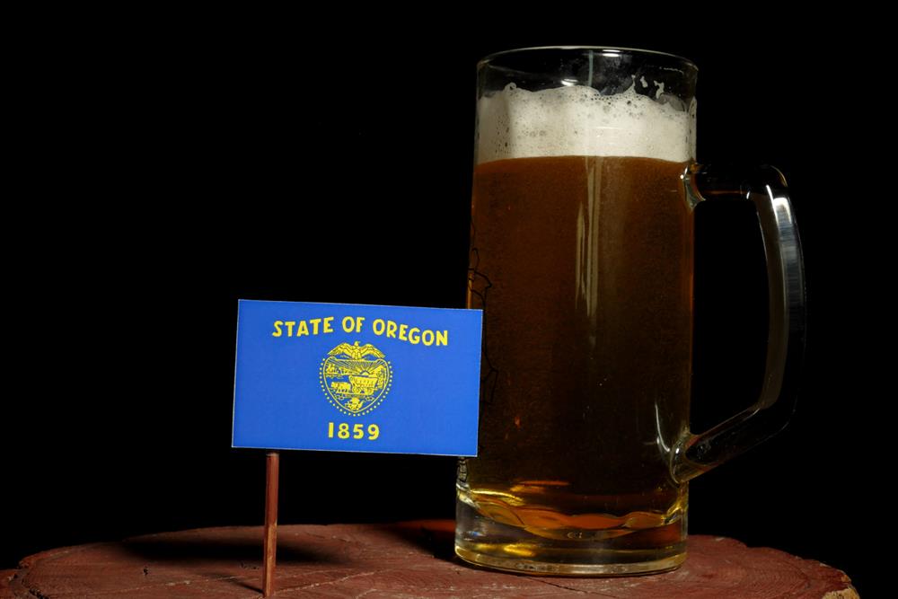 Oregon flag with a beer mug