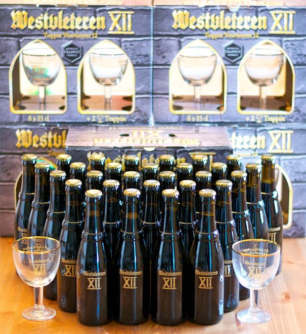 Westvleteren XII with gift packaging and glasses